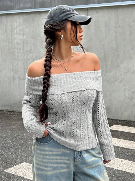 Szary melanżowy sweter (1XL)