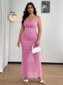 Różowa sukienka maxi wiązanie (1XL)