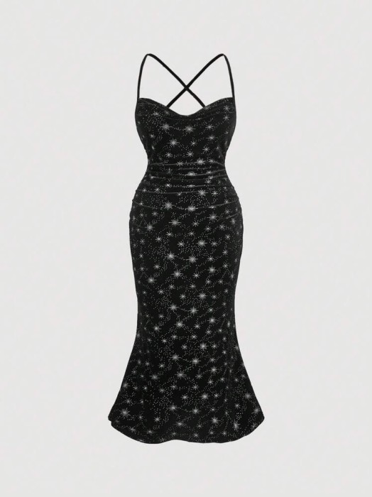 Welurowa sukienka wzór (4XL)