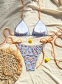 Niebieskie bikini kąpielowe wzór (L)