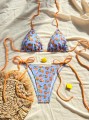 Niebieskie bikini kąpielowe wzór (L)