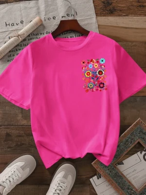 Różowy t-shirt nadruk (L)