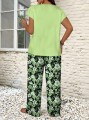 Zestaw spodnie pasek bluzka (2XL)