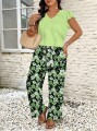 Zestaw spodnie pasek bluzka (2XL)