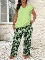 Zestaw spodnie pasek bluzka (2XL)