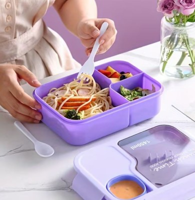 Fioletowy pojemnik na lunch sztućce