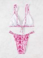 Jasnoróżowe bikini kąpielowe kwiaty (0XL)