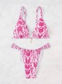 Jasnoróżowe bikini kąpielowe kwiaty (0XL)