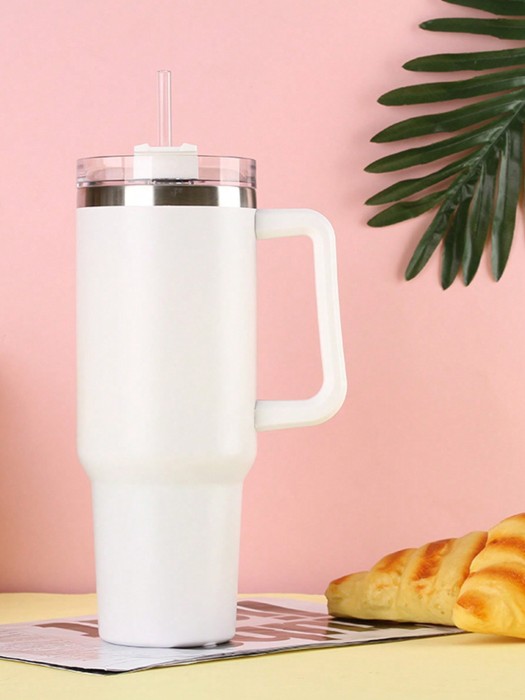 Biały kubek termiczny słomka 1200ml