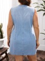 Niebieska sukienka jeansowa guziki (0XL)