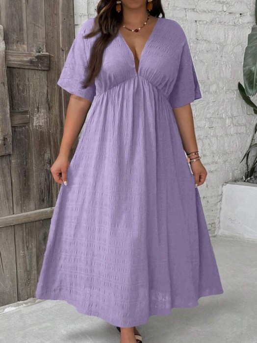 Fioletowa sukienka marszczenia (1XL)