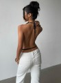 Cekinowy czarny top odkryte plecy (XS)
