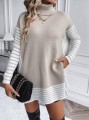 Beżowy sweter oversize rozcięcia (M)