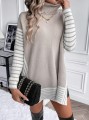 Beżowy sweter oversize rozcięcia (M)