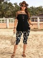 Czarny zestaw legginsy bluzka (1XL)