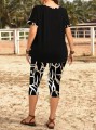 Czarny zestaw legginsy bluzka (1XL)