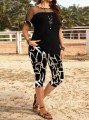 Czarny zestaw legginsy bluzka (1XL)