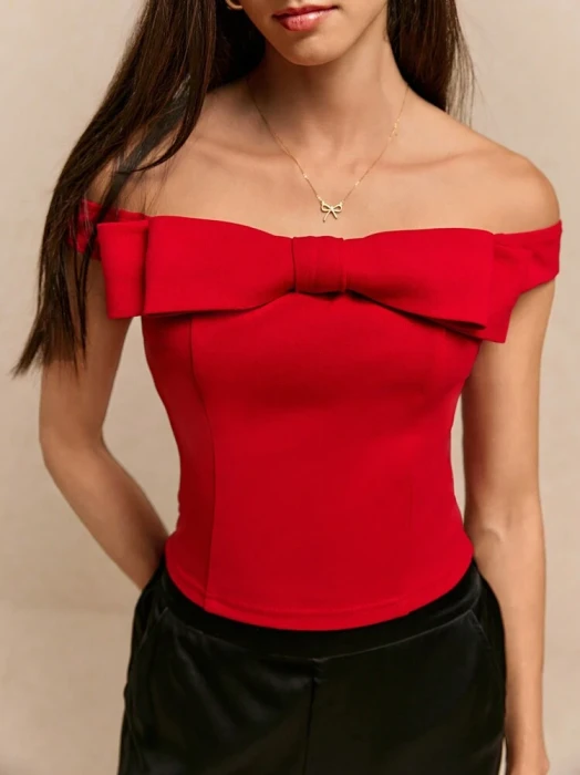Czerwony top kokarda (M)