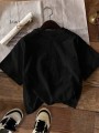 Czarny t-shirt nadruk (2XL)