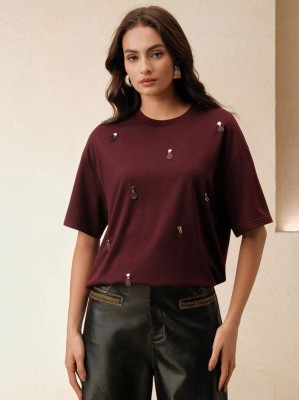 Zdobiony luźny t-shirt (M)