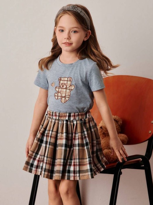 Kolorowy komplet spódnica t-shirt (5L)
