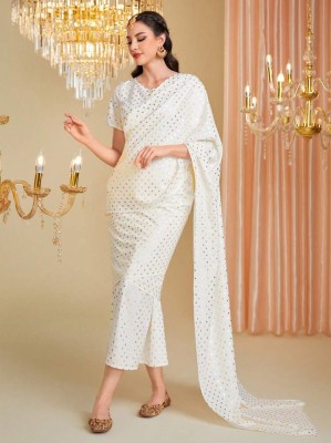 Biały komplet sukienka narzutka wzór (XL)