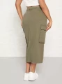 Khaki spódnica jeansowa midi (M)