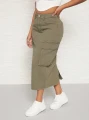 Khaki spódnica jeansowa midi (M)