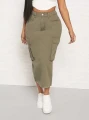 Khaki spódnica jeansowa midi (M)