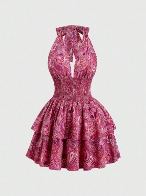 Wzorzysta sukienka mini (M)