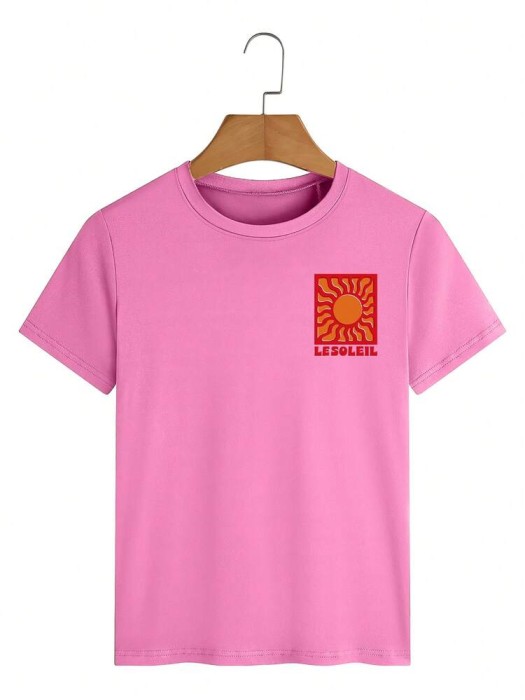 Różowa koszulka nadruk (XL)