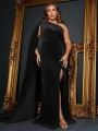 Czarna welurowa sukienka maxi (4XL)