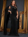 Czarna welurowa sukienka maxi (4XL)