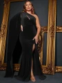 Czarna welurowa sukienka maxi (4XL)