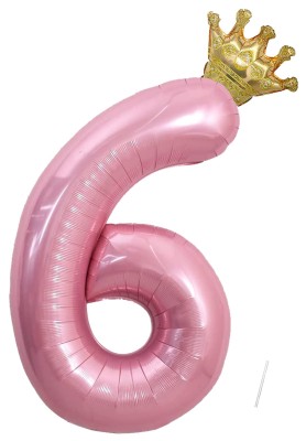Różowy balon urodzinowy cyfra 6