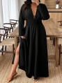 Czarna sukienka długie rękawy (3XL)