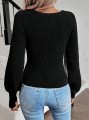 Czarny dopasowany sweter (M)