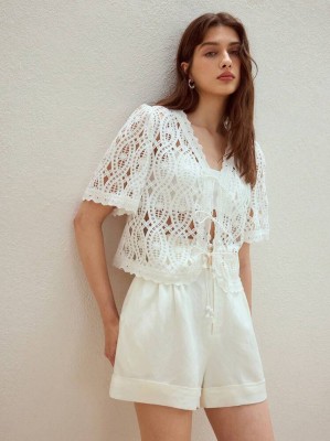 Wiązana biała bluzka (M)