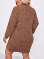 Dzianinowa brązowa sukienka melanż (0XL)