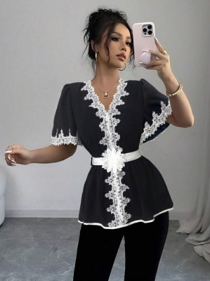 Czarna bluzka pasek (XS)