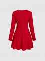 Czerwona sukienka długie rękawy (S)