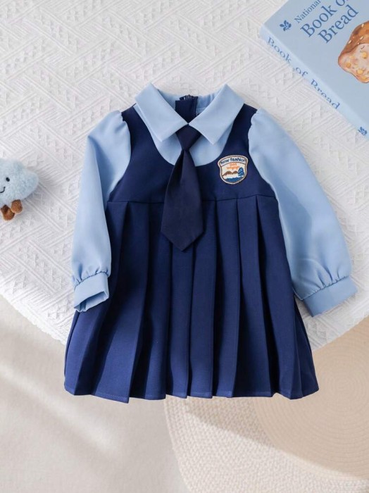Dwukolorowa sukienka krawat (9-12M)