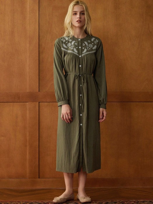 Koszulowa sukienka khaki pasek (XL)