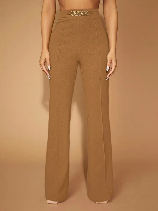Brązowe spodnie dzwony (1XL)