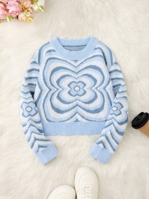 Niebieski luźny sweter wzór (10L)