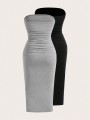 Czarna szara sukienka 2pack (4XL)