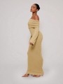 Beżowa sukienka długi rękaw (L)