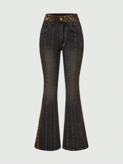 Czarne jeansy kontrastowe wstawki (S)