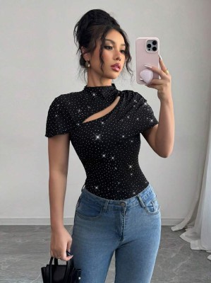 Czarna zdobiona bluzka (M)