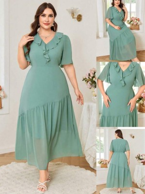 Szyfonowa sukienka krótki rękaw (4XL)